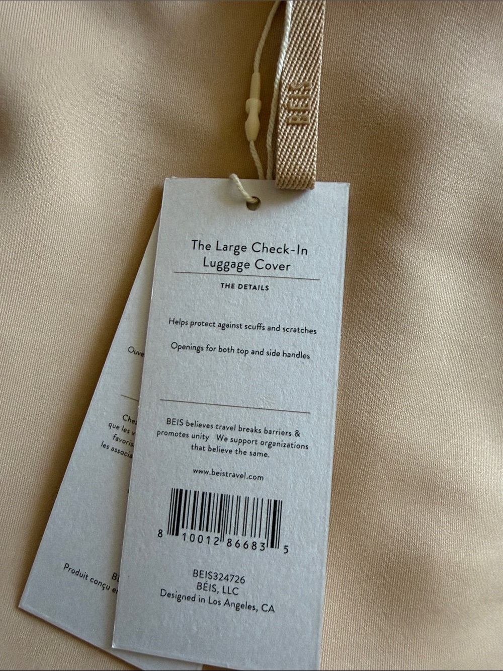 BEIS Large Check In Luggage Cover in Beige - Picture 2 of 2